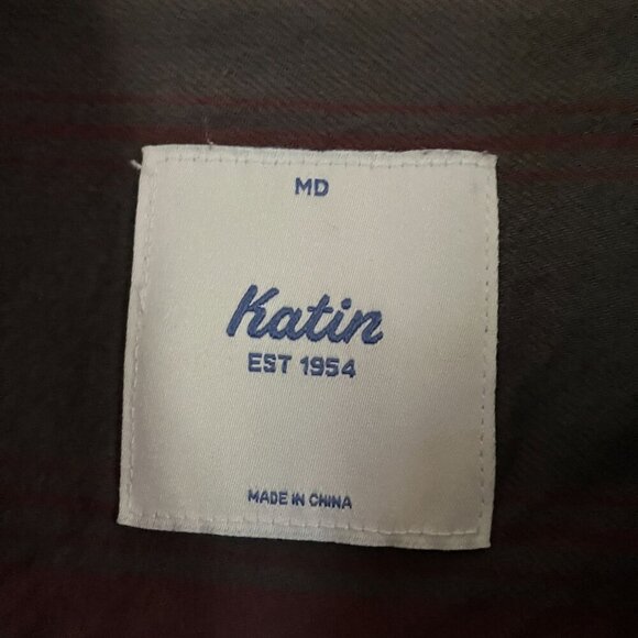 Katin Mens Flannel Shirt SET OF 2 Striped Pockets Shirts Size Medium Gray FA EXC - Picture 4 of 12